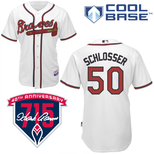 Gus Schlosser #50 MLB Jersey-Atlanta Braves Men's Authentic Home White Cool Base Baseball Jersey